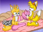  age_difference amy_rose anthro canid canine eulipotyphlan fellatio female fox group group_sex hedgehog hi_res male male/female mammal miles_prower older_female oral penile sega sex sonic_the_hedgehog_(series) spitroast tails_nine threesome trio younger_male 