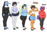  anthro arisenleaf baby_talk black_hair blue_body blue_eyes blue_fur blue_hair bottomwear bra clothing dialogue english_text equid equine female fluffy_pony fur group habit hair hi_res hoodie horn mammal muscular muscular_female orange_eyes pants pegasus purple_hair red_body red_fur shorts sports_bra text topwear underwear white_body white_fur wings 