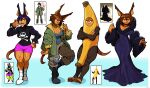  2023 absurd_res anthro banana_costume breasts brown_body brown_fur brown_hair canid canine canis ceehaz cleavage clothed clothing cosplay dobermann dog_knight_rpg domestic_dog dress female fur hair hi_res jacket mammal multiple_outfits muscular muscular_anthro muscular_female muscular_legs muscular_thighs pinscher rory_(ceehaz) simple_background solo tongue tongue_out topwear white_background 