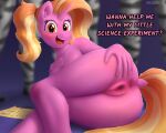  2023 5_fingers absurd_res anthro anus blush butt dialogue digital_media_(artwork) dock english_text equid equine eyelashes female fingers friendship_is_magic genitals group hasbro hi_res horn irisarco looking_at_viewer luster_dawn_(mlp) mammal my_little_pony nude open_mouth pussy solo_focus text unicorn 