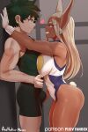  &lt;3 aestheticc-meme against_surface against_wall animal_humanoid athletic breasts bulge bulge_fondling butt dark_body dark_skin duo female green_eyes green_hair hair hi_res human human_on_humanoid humanoid interspecies izuku_midoriya lagomorph lagomorph_humanoid leporid_humanoid male male/female mammal mammal_humanoid my_hero_academia rabbit_humanoid rumi_usagiyama smile standing white_hair 