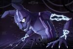  2023 anthro black_eyes black_nose claws detailed electricity five_nights_at_freddy&#039;s five_nights_at_freddy&#039;s:_security_breach fur glitch glowing glowing_body glowing_claws glowing_eyes glowing_teeth grey_body grid hi_res intense_stare lagomorph leporid long_ears looking_aside looking_at_viewer male mammal multicolored_body mxes_(fnaf) nude pecs portrait pupils purple_body purple_ears purple_fur rabbit santanahoffman scottgames shadow sharp_claws signature small_pupils solo steel_wool_studios teeth virtual_reality white_body wide_eyed wire 