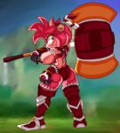  absurd_res amy_rose anthro big_breasts big_butt breasts butt bytesduh eulipotyphlan female green_eyes hammer hedgehog hi_res looking_at_viewer mammal sega solo sonic_the_hedgehog_(series) tools 