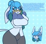  2023 age_difference anny&#039;s_mother_(mintyspirit) annyglaceon_(mintyspirit) anthro blue_mouth blue_tongue clothing cryogonal daughter eeveelution english_text eyewear female french_text generation_4_pokemon generation_5_pokemon glaceon glasses hair hi_res holidays mature_female mintyspirit mother mother&#039;s_day mother_and_child mother_and_daughter nintendo older_female open_mouth parent parent_and_child pokemon pokemon_(species) text thick_thighs tongue wide_hips 
