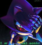  1boy artist_name broken copium_v english_text green_eyes highres looking_at_viewer male_focus metal_sonic red_eyes robot sonic_(series) sonic_the_hedgehog 