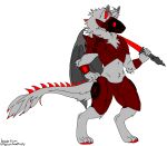  alpha_channel anthro clothing dragon grey_body machine male melee_weapon protogen red_clothing scardaproto solo sword tail weapon wings 