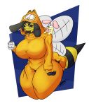  absurd_res annoyed antennae_(anatomy) anthro arthropod bee big_breasts breasts clothed clothing digital_drawing_(artwork) digital_media_(artwork) duo female garfield_(series) garfield_the_cat hair hi_res huge_breasts hymenopteran hyper hyper_breasts insect jacklyn_(shieradevil) juliet_(shieradevil) macro micro onesie orange_clothing shaded shieradevil signature simple_background size_difference smile thick_thighs tired_of_this_shit wings 