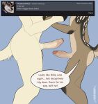  anthro artist_name balls billie_(bucklucky) bodily_fluids brown_body brown_fur bucklucky duo english_text erection faceless_anthro faceless_character faceless_male foreskin fur genital_fluids genitals glans hi_res humanoid_genitalia humanoid_penis light_body light_fur lucky_(bucklucky) male penis precum red_glans retracted_foreskin side_view speech_bubble standing tail tan_balls tan_body tan_fur text vein veiny_penis yellow_body yellow_fur yellow_tail 