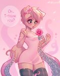  anthro blue_eyes bow_(feature) clothing female flower legwear pink_nose plant rose_(flower) solo stockings tentacles valeria_fills 