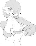  &lt;3 2023 3_fingers absurd_res areola bedroom_eyes big_breasts blush breasts female fingernails fingers flashing gardevoir generation_3_pokemon greyscale half-length_portrait hi_res humanoid looking_at_viewer monochrome nails narrowed_eyes nintendo nipple_outline nipple_slip nipples not_furry one_breast_out pokemon pokemon_(species) portrait seductive sharp_fingernails sharp_nails smile snaggle_tooth solo yawar 