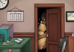  &lt;3 2023 animal_crossing anthro boingfarm brown_body butt canid canine clock door duo eyebrows from_behind_position fur half-closed_eyes inside mammal narrowed_eyes nintendo open_door raccoon_dog sex tail tanuki tom_nook_(animal_crossing) wall_clock yellow_body yellow_fur yellow_tail 