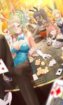  5girls absurdres akane_(blue_archive) akane_(bunny)_(blue_archive) aqua_leotard ass asuna_(blue_archive) asuna_(bunny)_(blue_archive) asymmetrical_bangs blue_archive blue_bow blue_bowtie blue_leotard bow bowtie breasts card casino cleaning_&amp;_clearing_(blue_archive) glasses group_picture halo highres huge_ass karin_(blue_archive) karin_(bunny)_(blue_archive) large_breasts leotard md5_mismatch mole mole_on_breast multiple_girls neru_(blue_archive) neru_(bunny)_(blue_archive) official_alternate_costume pantyhose playboy_bunny playing_card resolution_mismatch roulette_table sideboob smug source_smaller table thighband_pantyhose toki_(blue_archive) toki_(bunny)_(blue_archive) traditional_bowtie victory_pose zanya_000 