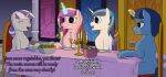  absurd_res dinner equid equine female food friendship_is_magic hasbro hi_res horn horse levitation magic male mammal my_little_pony night_light_(mlp) pony princess_cadance_(mlp) registereduser shining_armor_(mlp) telekinesis text twilight_velvet_(mlp) unicorn winged_unicorn wings 