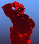  2023 anthro anton_(daxhush) balls barazoku beard belly biceps big_balls big_belly big_muscles big_penis blep blue_background bovid caprine caprine_demon chibsarts demon erection eyebrows eyes_closed facial_hair fur genitals gesture hand_on_hip hi_res horn humanoid_genitalia humanoid_penis male mammal markings musclegut muscular muscular_anthro muscular_male navel nipples nude obliques overweight overweight_anthro overweight_male pecs penis pubes red_body red_fur red_horn saggy_balls silly silly_face simple_background smile solo standing thick_penis thick_thighs tongue tongue_out tuft vein 