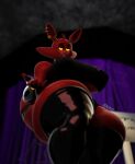  2023 3d_(artwork) animatronic anthro big_breasts bigdogenzo blender_(software) blender_cycles breasts canid canine clothed clothing digital_media_(artwork) ear_piercing english_text female five_nights_at_freddy&#039;s fox foxy_(fnaf) fur gloves glowing glowing_eyes half-closed_eyes handwear hi_res latex_gloves latex_stockings machine mammal narrowed_eyes piercing red_body red_fur robot scott_cawthon scottgames smile smug_face solo text thick_thighs watermark 