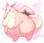  &lt;3 abstract_background anthro belly big_belly big_breasts biped blush breasts cute_fangs dragon featureless_breasts female fur furred_dragon hand_on_breast heart_background hi_res huge_breasts japanese_description membrane_(anatomy) membranous_wings nude overweight overweight_anthro overweight_female pink_body purple_eyes radiowave semi-anthro solo thick_thighs translated_description white_body white_fur wide_hips wings 