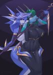  absurd_res anthro big_breasts breasts clothing dragon duo eclipss ejaculation female female/female hands-free hi_res marine merfolk shanher_(character) skinsuit split_form tight_clothing vaginal 