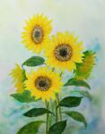  flower highres naoy_watercolor no_humans original painting_(medium) plant realistic still_life sunflower traditional_media watercolor_(medium) yellow_flower 