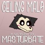  anthro blush blush_lines bone canid canine canis ceiling ceiling_cat english_text eyelashes female fluffy head_only humor mal0 mammal meme neck_tuft r-mk scp-1471 scp-1471-a scp_foundation skull skull_head text tuft wolf 