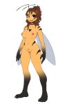  antennae_(anatomy) anthro arthropod bee breasts brown_hair daisy_(spacecamper) female genitals hair hymenopteran insect insect_wings nipples non-mammal_breasts non-mammal_nipples nude open_mouth pussy smile solo standing w4g4 wings yellow_body 