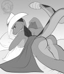  2011 anthro areola bed bedding bedroom blanket breasts butt clothing cowboy_hat digital_media_(artwork) dyma_(justathereptile) female furniture genitals gradient_background grey_background greyscale hat headgear headwear hi_res inviting justathereptile line_art looking_at_viewer lying monochrome nipples non-mammal_breasts nude on_bed on_front pillow pillow_hug pit_viper pupils pussy raised_tail rattle_(anatomy) rattlesnake reptile scales scalie simple_background slit_pupils smile snake solo tail viper watermark 