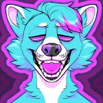  anthro bangs blue_body canid canine canis eye_contact fetishame fox hi_res highlights_(coloring) hybrid hypnosis hypnotic_eyes icon looking_at_another male mammal mind_control solo spotted_nose wolf 