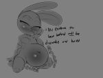  absurd_res after_vore anthro anthro_pred areola belly belly_blush big_areola big_belly blush body_blush breasts clothing digestion digestion_noises digital_media_(artwork) disney female female_pred finger_in_mouth finger_suck greyscale hi_res judy_hopps kneeling lagomorph legwear leporid mammal medium_breasts monochrome narrowed_eyes navel nipples rabbit rapid_digestion sketch solo sucking talking_to_prey theboogie thigh_highs vore zootopia 