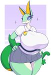  anthro big_breasts breasts cartoon_network clothed clothing dress female generation_5_pokemon hand_on_hip hi_res huge_breasts june_greenfield looking_at_viewer nicole_watterson nintendo pokemon pokemon_(species) r-mk reptile scalie serperior smile snake solo standing the_amazing_world_of_gumball thick_thighs wide_hips 