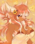  &lt;3 accessory anthro big_breasts blush bow_accessory breasts clothed clothing dexechii_(artist) digital_media_(artwork) eyes_closed female fluffy fur hair hair_accessory hi_res horn nipples smile solo tail waist_up 