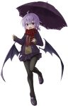  akisome_hatsuka alternate_costume bat_wings pantyhose purple_hair remilia_scarlet scarf school_uniform smile touhou umbrella wings 