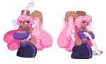  anthro big_breasts big_ears blissey bra breasts brown_body brown_fur butt cleavage_cutout clothing doodledox eyebrows eyelashes eyewear female fur generation_2_pokemon generation_4_pokemon glasses hair hi_res hybrid lopunny melissa_(sparkingyagi) nintendo open_mouth pink_hair pokemon pokemon_(species) purple_clothing purple_eyes raised_arm solo sports_bra sportswear stretching tail thick_thighs underwear 