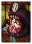  absurd_res ambiguous_gender brown_eyes brown_hair butt chihiro_ogino duo female ghibli hair hi_res human intersex intersex/female mammal no_face_(character) size_difference spirit spirited_away tongue unknown_species 
