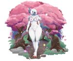 absol al_sensei908 alpha_channel anthro breasts cherry_blossom chest_tuft claws female fur generation_3_pokemon genitals hair hi_res holding_object holding_weapon horn looking_at_viewer nintendo nipples nude outside plant pokemon pokemon_(species) pussy simple_background solo standing transparent_background tuft weapon white_body white_fur white_hair wide_hips 