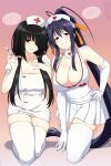  2girls absurdly_long_hair black_hair blue_hair breasts cleavage commission crossover dark_blue_hair date_a_live elbow_gloves gloves grin hair_over_one_eye hand_on_own_chest hand_on_own_hip hat high_school_dxd highres himejima_akeno holding holding_syringe kneeling lindaroze long_hair looking_at_viewer medium_breasts multiple_girls nurse nurse_cap open_mouth ponytail red_eyes smile smirk syringe thighhighs tokisaki_kurumi twintails very_long_hair white_gloves white_thighhighs 