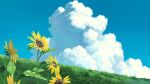  blue_sky cloud cloudy_sky flower grass grasslands leaf midorikawa0526 morning no_humans original plant scenery sky sunflower tall_grass 