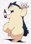  anthro belly blush bow_tie champagne_glass dorobo_39 generation_2_pokemon hi_res male nintendo pokemon pokemon_(species) serving_tray slightly_chubby solo typhlosion waiter 