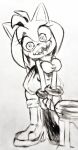  amy_rose anthro boo_(sonic) boots bracelet breast_squeeze breasts clothing dress etherealhatred eulipotyphlan female footwear gloves hammer handwear hedgehog hi_res jewelry mammal possession sega sharp_teeth sketch solo sonic_the_hedgehog_(series) teeth tools 
