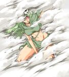  absurdres bleach breasts green_hair highres hollow_(bleach) large_breasts long_hair navel nelliel_tu_odelschwanck shirt skull smoke solo torn_clothes torn_shirt underboob 