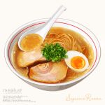  artist_name egg_(food) english_text food food_focus haruna_macpro highres meat no_humans noodles original ramen simple_background softboiled_egg soy_sauce spoon spring_onion web_address 