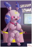  absurd_res anthro bandai_namco bedroom_eyes big_breasts blush breasts digimon digimon_(species) digital_media_(artwork) english_text female full-length_portrait genitals half-closed_eyes hi_res lagomorph leporid looking_down lunamon mammal narrowed_eyes nipples nude open_mouth outline pink_body portrait pussy rabbit seductive smile solo speech_bubble standing text thick_thighs voy_barranca_abajo wide_hips 