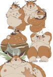  2023 absurd_res anthro bathing belly big_belly big_butt blush brown_body butt deer hi_res humanoid_hands kazusa kemono male mammal moob_grab moobs multiple_poses nipples one_eye_closed overweight overweight_male pose quanjiang sitting solo solo_focus tamacolle 