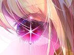  1girl blonde_hair blush close-up commentary_request eye_focus hair_between_eyes heart hoshino_ruby oshi_no_ko pink_eyes shade sidelocks signature solo star-shaped_pupils star_(symbol) swept_bangs symbol-shaped_pupils yuuki_hina 