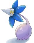  animal_focus blue_flower commentary flower from_side full_body glimmet highres looking_to_the_side no_humans pokemon pokemon_(creature) simple_background solo suzu_(pixiv_32232702) white_background yellow_eyes 
