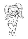  animal_humanoid bite biting_lip blush clothing desperation diaper diaper_under_clothing female floofnfluff footwear frilly_socks hi_res holding_crotch humanoid humanoid_pointy_ears infantilism league_of_legends looking_offscreen monochrome one_leg_up onesie pigtails poppy_(lol) raised_leg riot_games shaking socks standing yordle 