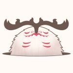  1boy antlers cernunnos_(fate) chibi fate/grand_order fate_(series) fluffy hole horns looking_at_viewer maskalter333 no_humans red_eyes simple_background solo upper_body white_background white_fur 