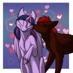  &lt;3 1:1 duo equid equine eyes_closed feathered_wings feathers female feral fetlocks foxenawolf free_agent_(mlp) friendship_is_magic fur goldfur&#039;s_cogsverse hair hasbro hooves horn kissing male male/female mammal my_little_pony pegasus purple_body purple_fur purple_hair red_body red_fur red_hair twilight_sparkle_(mlp) winged_unicorn wings 