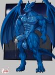  abs absurd_res anthro balls biped blue_body claws countershade_face countershade_neck countershade_torso countershading dragon fingers genitals glans hi_res horn humanoid_genitalia humanoid_penis male masterelrest muscular muscular_anthro muscular_male pecs penis solo tail vein veiny_penis 