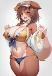  absurd_res anthro big_breasts breasts brown_hair canid canine canis cleavage clothed clothing domestic_dog female fur hair hi_res hololive kakuteki11029 korone_inugami mammal multicolored_body multicolored_fur panties side-tie_panties solo two_tone_body two_tone_fur underwear vtuber 