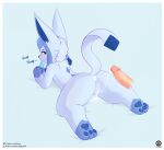  absurd_res anthro anus bodily_fluids cum cum_drip cum_in_ass cum_in_pussy cum_inside cum_string disembodied_penis dripping eeveelution female feral food generation_4_pokemon genital_fluids genitals glaceon hi_res looking_back lying male nintendo on_front pawpads penis pokemon pokemon_(species) popsicle pussy senz sploot tail text url 
