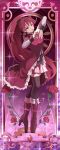  1girl black_ribbon black_thighhighs boots detached_sleeves dress flower framed full_body hair_ribbon hands_up high_heel_boots high_heels high_ponytail highres knee_boots long_hair mahou_shoujo_madoka_magica momonokan09 parted_lips ponytail red_dress red_flower red_footwear red_hair red_rose ribbon rose sakura_kyoko sleeveless sleeveless_dress solo standing thighhighs tiptoes very_long_hair white_sleeves zettai_ryouiki 